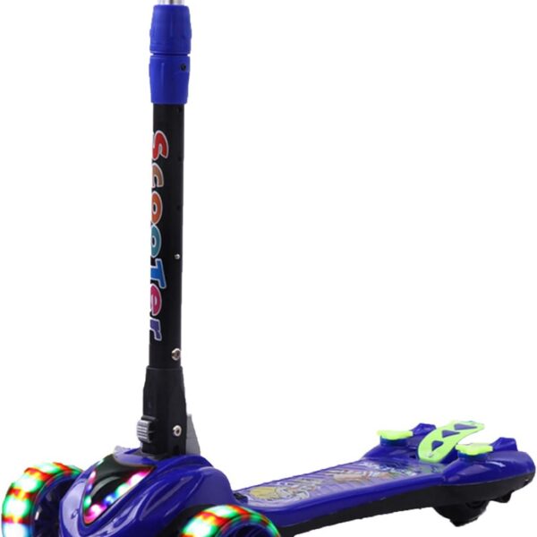 Scooter infantil com luz e música, altura ajustável e rodas brilhantes para diversão segura de 2 a 10 anos