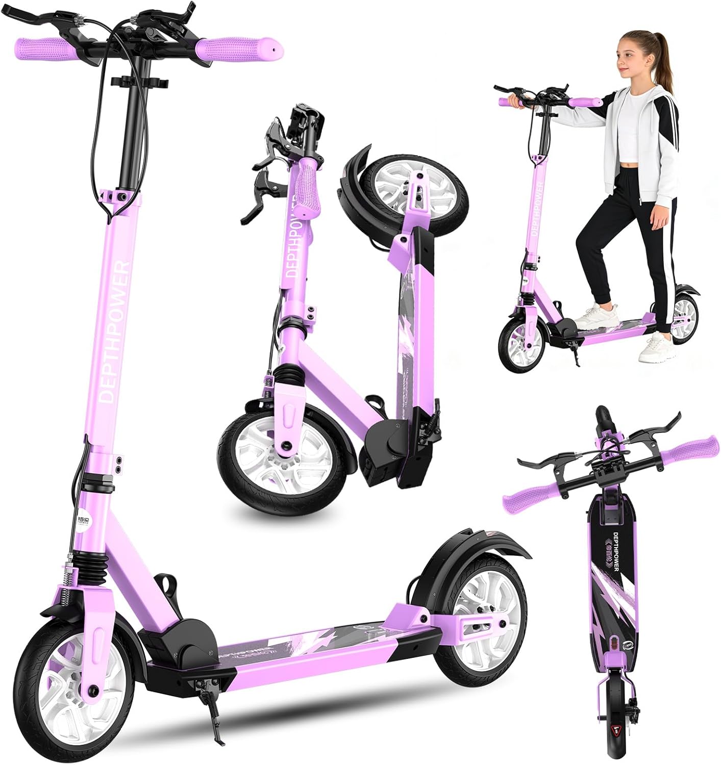 Scooter para adultos dobrável CUIOT com 3 freios, rodas de Scooter para adultos dobrável CUIOT com 3 freios, rodas de 20 cm e altura ajustável, ideal para segurança e conforto.