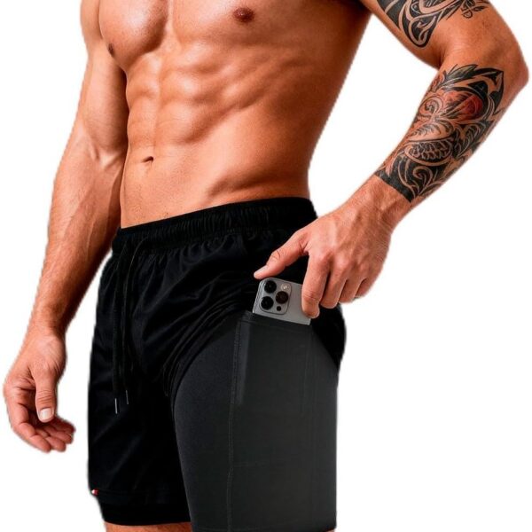 Shorts Bermuda 2 em 1 Sandrini Masculino com compressão para treino e conforto esportivo