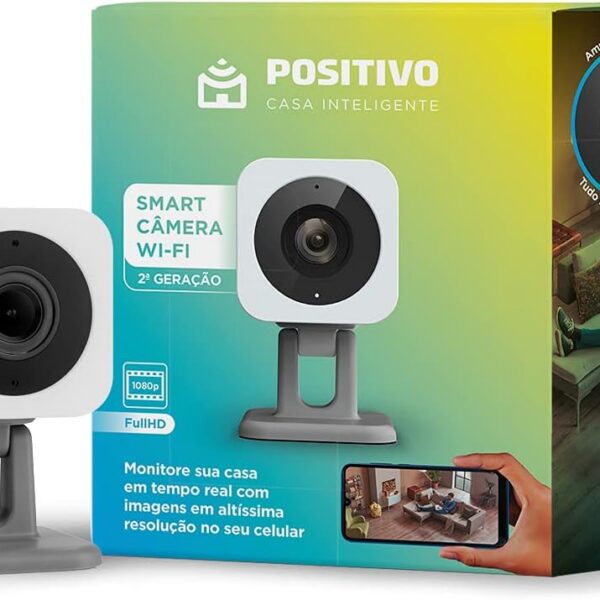 Smart Câmera Positivo 1080p: segurança com visão noturna, detecção de movimento e áudio bidirecional, compatível com Alexa