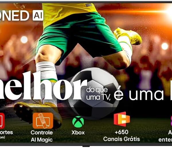 Smart TV 4K 55 LG QNED 55QNED80 com α7 AI Gen8, Alexa integrada e design super slim para imagem superior e compra inteligente