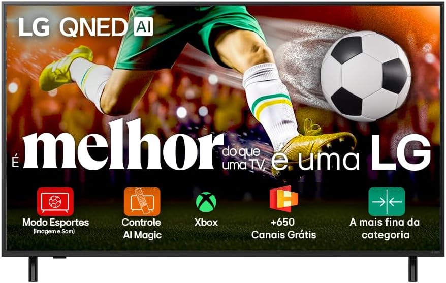 Smart TV 4K 65 LG QNED 65QNED82: imagem nítida, cores Smart TV 4K 65 LG QNED 65QNED82: imagem nítida, cores vibrantes e som imersivo com processador α7 AI Gen8.