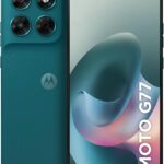 Smartphone Motorola Moto G77 5G 256GB com câmera 108MP, tela 1.5K AMOLED 120Hz e resistência reforçada para mais desempenho e estilo.