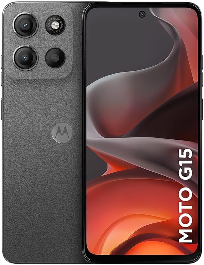 Smartphone Motorola Moto g15-256GB 12GB (4GB RAM+8GB Ram Boost) e Smartphone Motorola Moto g15-256GB 12GB (4GB RAM+8GB Ram Boost) e Camera 50MP com AI e Night Vision Bateria de 5200 mAh Tela FHD+ 6.7" com Superbrilho NFC - Grafite