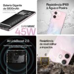 Smartphone OPPO A5 Pro 5G 256GB 8GB Ram IP69 50MP AI Câmera Bateria 5800mAh NFC Rosa Pastel - Imagem 2