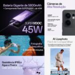 Smartphone Oppo Reno 13 F 256GB 12GB Grafite com bateria 5800mAh e carregamento rápido de 45W. - Imagem 2