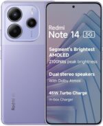 Smartphone Xiaomi Redmi Note 14 5G NFC Violeta Lavanda 8GB 256GB com alto desempenho e conectividade para o dia a dia