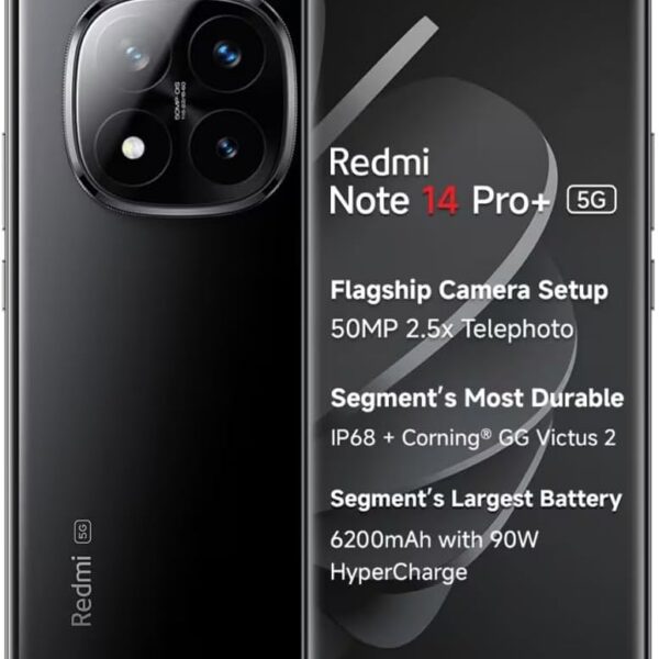 Smartphone Xiaomi Redmi Note 14 Pro+ Plus 5G Preto 8GB RAM 256GB ROM NFC Modelo 24115RA8EG