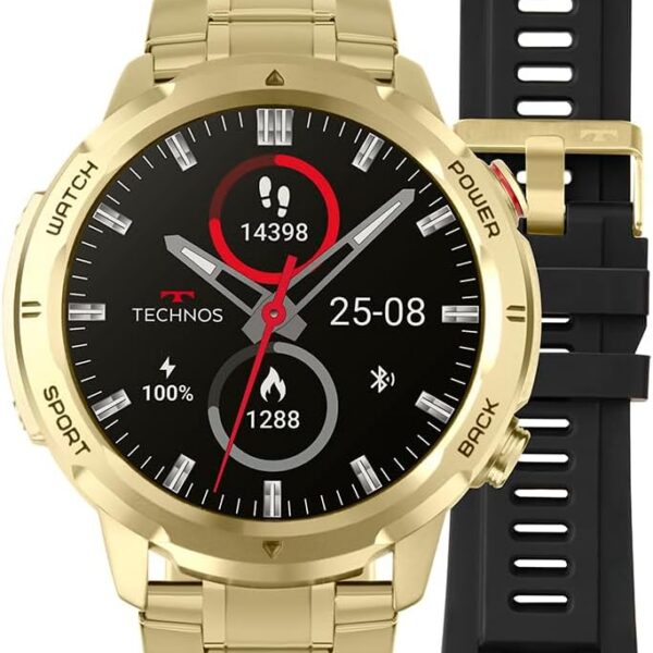 Smartwatch Technos Connect Sports Call Dourado com chamada telefônica para mais praticidade no dia a dia