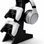Suporte de Controle PS5 PS4 Xbox Series X/S One e Headset Preto - Organizador de Mesa Gamer 2 em 1 - Compatível Nintendo Switch Pro - Budamix