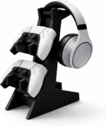 Suporte de Controle PS5 PS4 Xbox Series X/S One e Headset Preto - Organizador de Mesa Gamer 2 em 1 - Compatível Nintendo Switch Pro - Budamix