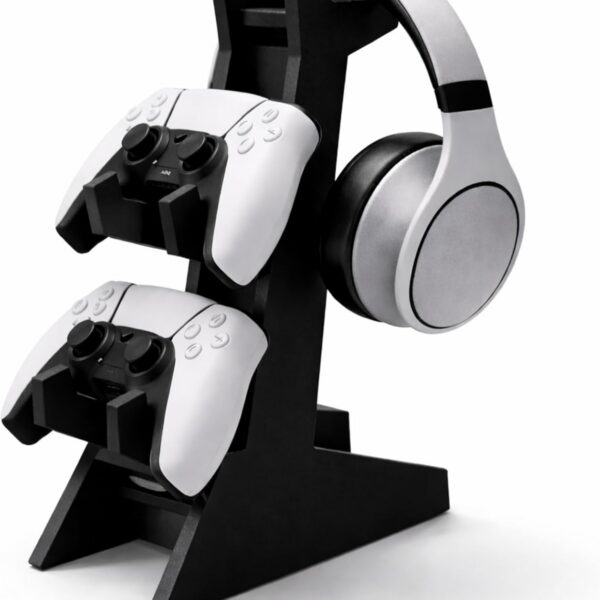 Suporte de Controle PS5 PS4 Xbox Series X/S One e Headset Preto - Organizador de Mesa Gamer 2 em 1 - Compatível Nintendo Switch Pro - Budamix