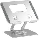 Suporte de Mesa Giratório 360° para Tablet e Celular em Alumínio Premium, ajustável, dobrável e portátil para home office e estudo