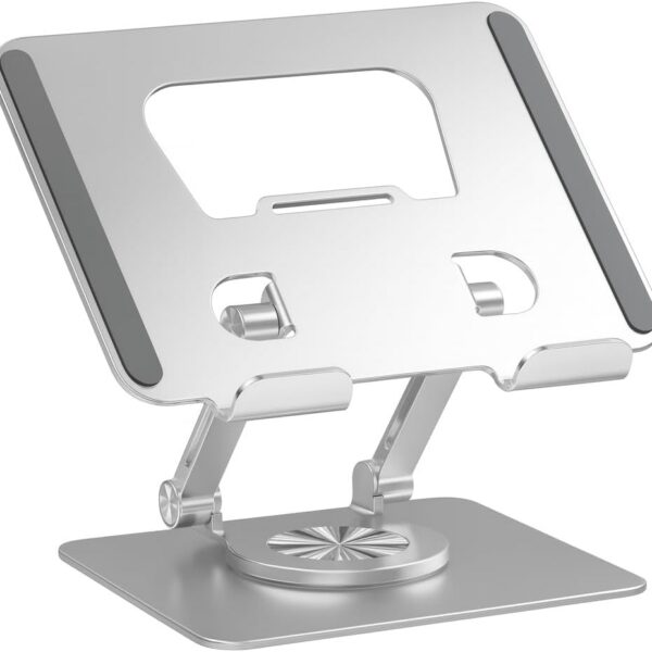 Suporte de Mesa Giratório 360° para Tablet e Celular em Alumínio Premium, ajustável, dobrável e portátil para home office e estudo