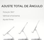Suporte de Mesa Giratório 360° para Tablet e Celular em Alumínio Premium, ajustável, dobrável e portátil para home office e estudo - Imagem 2