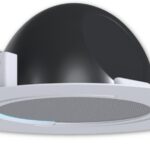 Suporte de Teto Embutido para Alexa Pop: instalação fácil, design discreto branco e áudio uniforme para sua casa inteligente.