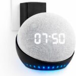 Suporte de Tomada Alexa Echo Pop: instalação sem furos, cabo organizado e visual clean em preto ou branco