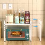Suporte expansível para micro-ondas com 2 camadas, altura ajustável e metal resistente para organizar sua cozinha. - Imagem 2