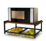 Suporte microondas com fruteira e cestos removíveis: organiza a cozinha, libera espaço e valoriza a bancada.