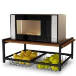 Suporte microondas com fruteira e cestos removíveis: organiza a cozinha, libera espaço e valoriza a bancada.
