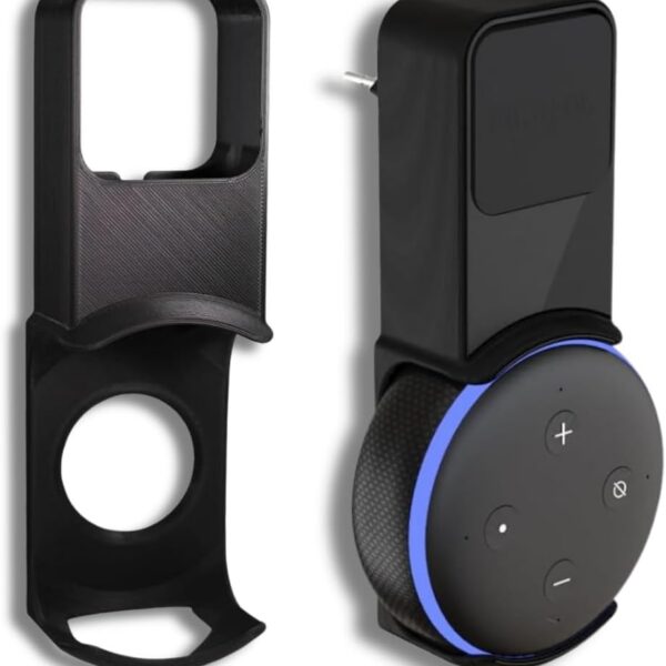 Suporte para Alexa Echo Dot 3: compacto, resistente e sem fios, organiza sua tomada com encaixe seguro e prático.