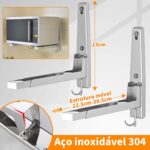 Suporte para microondas de parede ajustável em aço carbono: mais espaço, segurança e instalação prática para sua cozinha. - Imagem 2