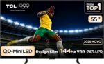 TCL PREMIUM 4K QD-Mini LED 55 A400M: imagem vibrante, 144 Hz VRR e Google TV para máximo desempenho e compra certa.