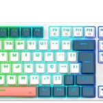 TECLADO MECANICO GAMER REDRAGON TRUNDLE RGB BRANCO, AZUL E ROSA SWITCH MARROM