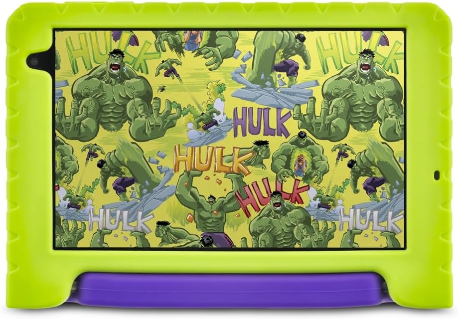 Tablet Infantil Hulk 8" com Android 13, 6GB RAM e Tablet Infantil Hulk 8" com Android 13, 6GB RAM e 64GB: desempenho rápido, bateria de 4000mAh e diversão segura para crianças.