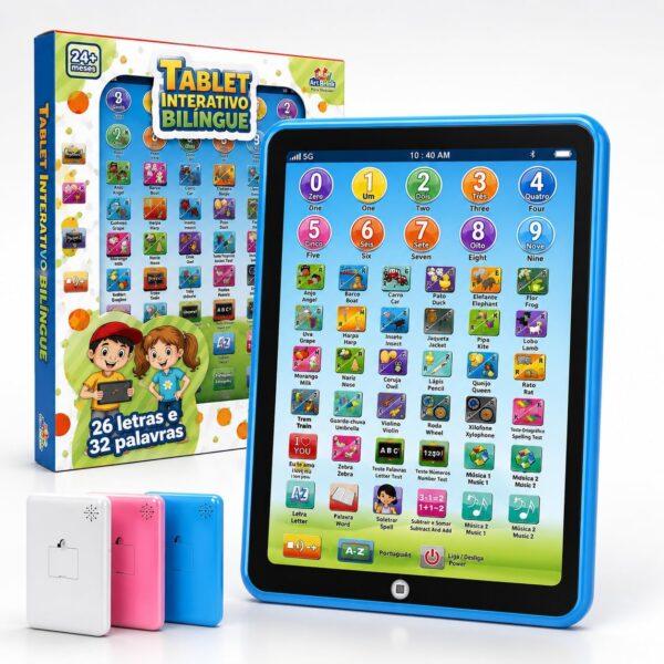 Tablet Infantil Interativo Educativo Bilíngue Didático (Rosa)