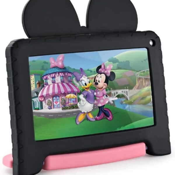 Tablet Infantil Minnie Multilaser com controle parental, 32GB e case resistente para diversão segura e prática.