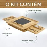 Tábua de frios e queijos em bambu com ardósia e kit de facas, perfeita para servir e presentear - Imagem 2