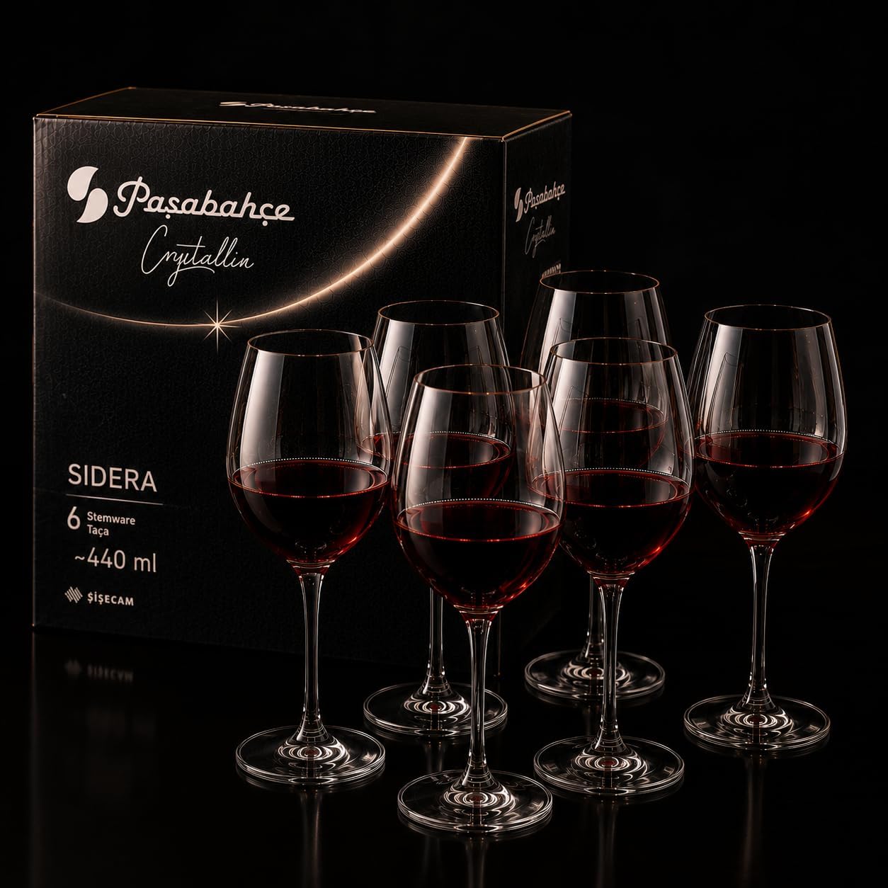 Taças de Cristal Bohemia 440 ml: brilho premium, haste inteiriça Taças de Cristal Bohemia 440 ml: brilho premium, haste inteiriça e 6 unidades para vinho elegante.