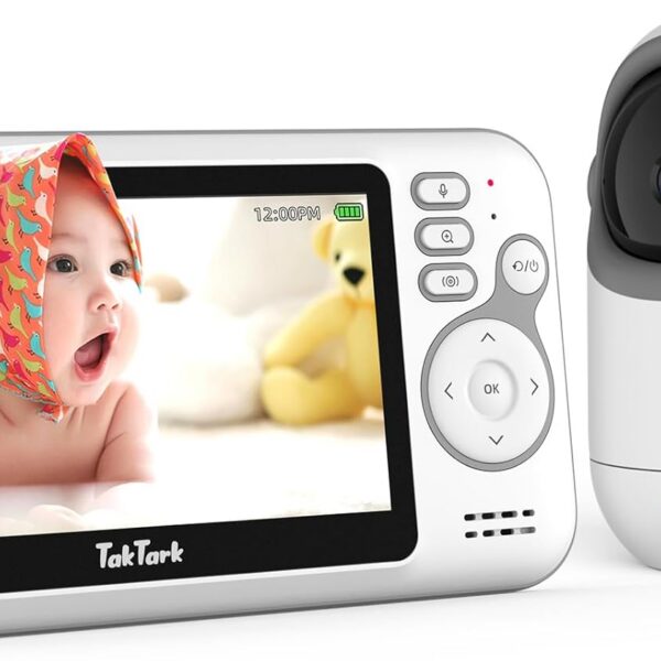 TakTark Babá Eletrônica 4.3" sem Wi-Fi com câmera, áudio, visão noturna e zoom para total segurança do bebê