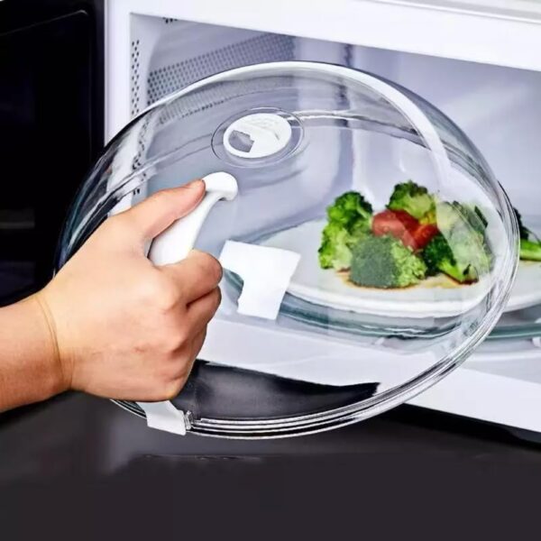 Tampa Protetora para Micro-ondas Transparente com válvula, alça e Resistente a Altas Temperaturas Proteção Anti Respingo de Alimentos