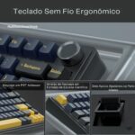 Teclado Mecânico Gamer AULA F75 Padrão Internacional US RGB Switch Responsivo Layout Compacto 75% Conexão USB Design Black Dark Blue Orange - Imagem 2