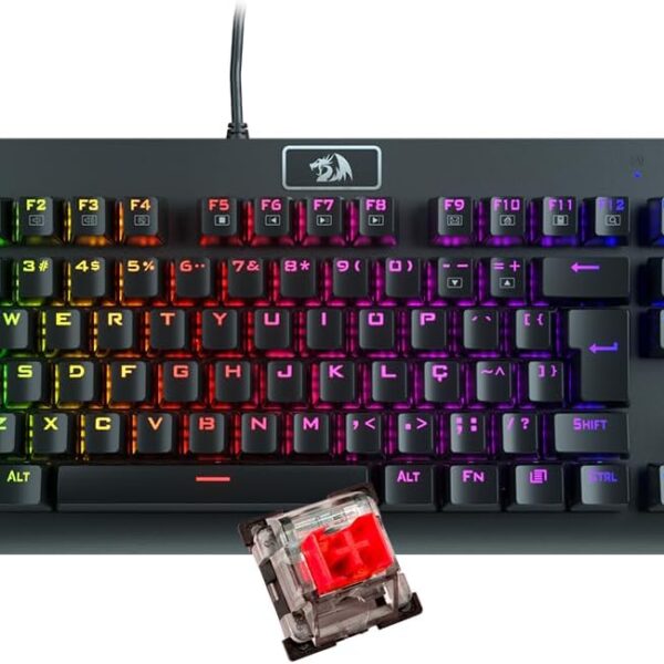 Teclado Mecânico Gamer Redragon Dark Avenger Preto RGB Switch Vermelho K568RGB-2