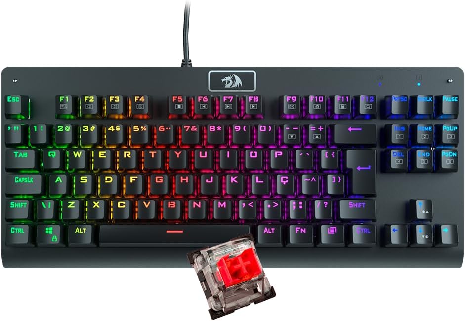 Teclado Mecânico Gamer Redragon Dark Avenger Preto RGB Switch Vermelho Teclado Mecânico Gamer Redragon Dark Avenger Preto RGB Switch Vermelho K568RGB-2
