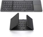 Teclado sem fio BT dobrável portátil com touchpad, leve e prático para Windows, Android e iOS em cinza