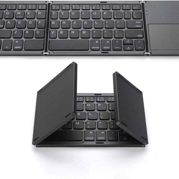 Teclado sem fio BT dobrável portátil com touchpad, leve e prático para Windows, Android e iOS em cinza