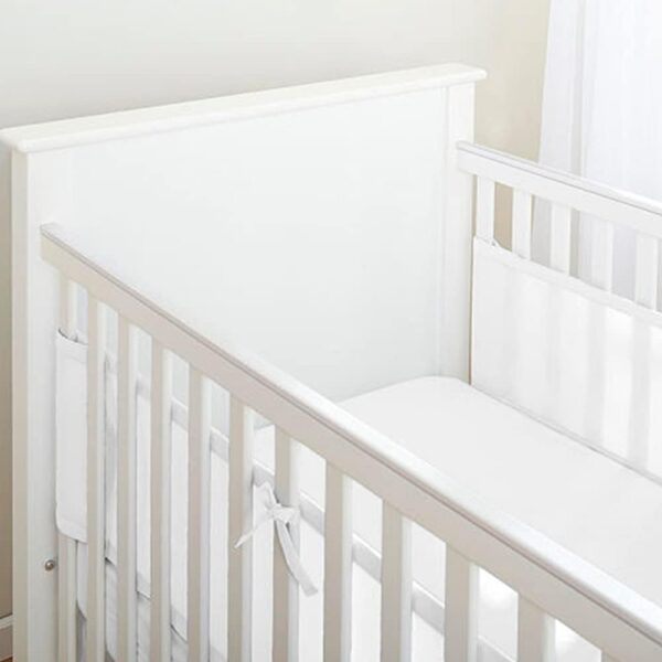 Tela para Berço Respirável Branco 1,60m x 30cm: proteção anti-sufocante, fácil de instalar e lavar para mais segurança no sono do bebê