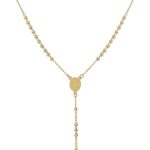 Terço Feminino de Pescoço 50 cm em aço inox 316L, hipoalérgico e resistente, com Medalha de São Bento em dourado ou prata.