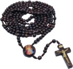 Terço Rosário Completo 4 Terços Jesus Misericordioso em madeira de Imbuia, com proteção espiritual e oração diária. - Imagem 2