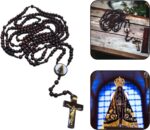 Terço Rosário Completo Nossa Senhora Aparecida: 20 mistérios, madeira imbuia e 200 contas para orações e devoção.