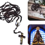 Terço Rosário Completo Nossa Senhora Aparecida: 20 mistérios, madeira imbuia e 200 contas para orações e devoção.