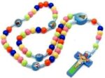 Terço Rosário Infantil Colorido para Crianças: ideal para catequese e oração, com contas leves e fáceis de manusear