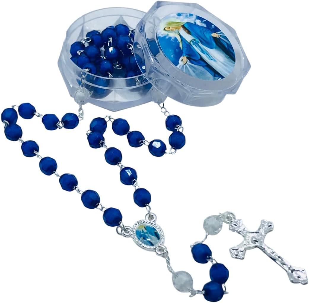 Terço Rosário Nossa Senhora das Graças Cristal Azul em caixinha Terço Rosário Nossa Senhora das Graças Cristal Azul em caixinha acrílica, ideal para presente e devoção diária