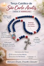 Terço São Carlo Acutis com cordão resistente e design devocional, ideal para oração e devoção diária - Imagem 2