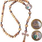 Terço São José de madeira, cordão resistente, rústico e elegante, com 37 cm para devoção e uso diário.