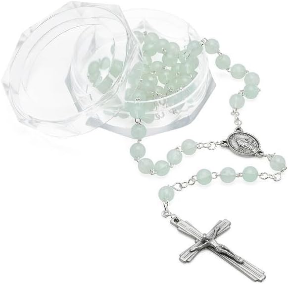 Terço Verde Luminoso Fluorescente Nossa Senhora das Graças com brilho e devoção para uso diário